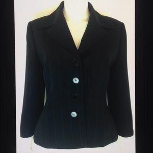 Tahari Petite Pinstripe Lined Button Career Blazer